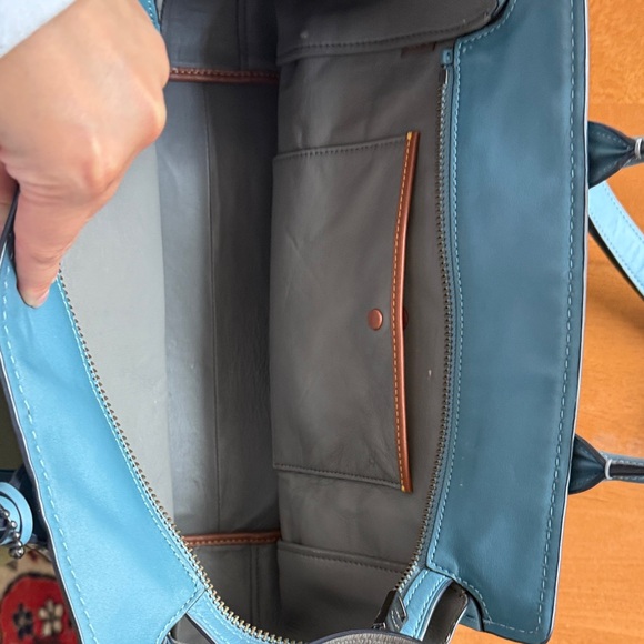 Coach Sky Blue Leather Tote - Picture 5 of 6